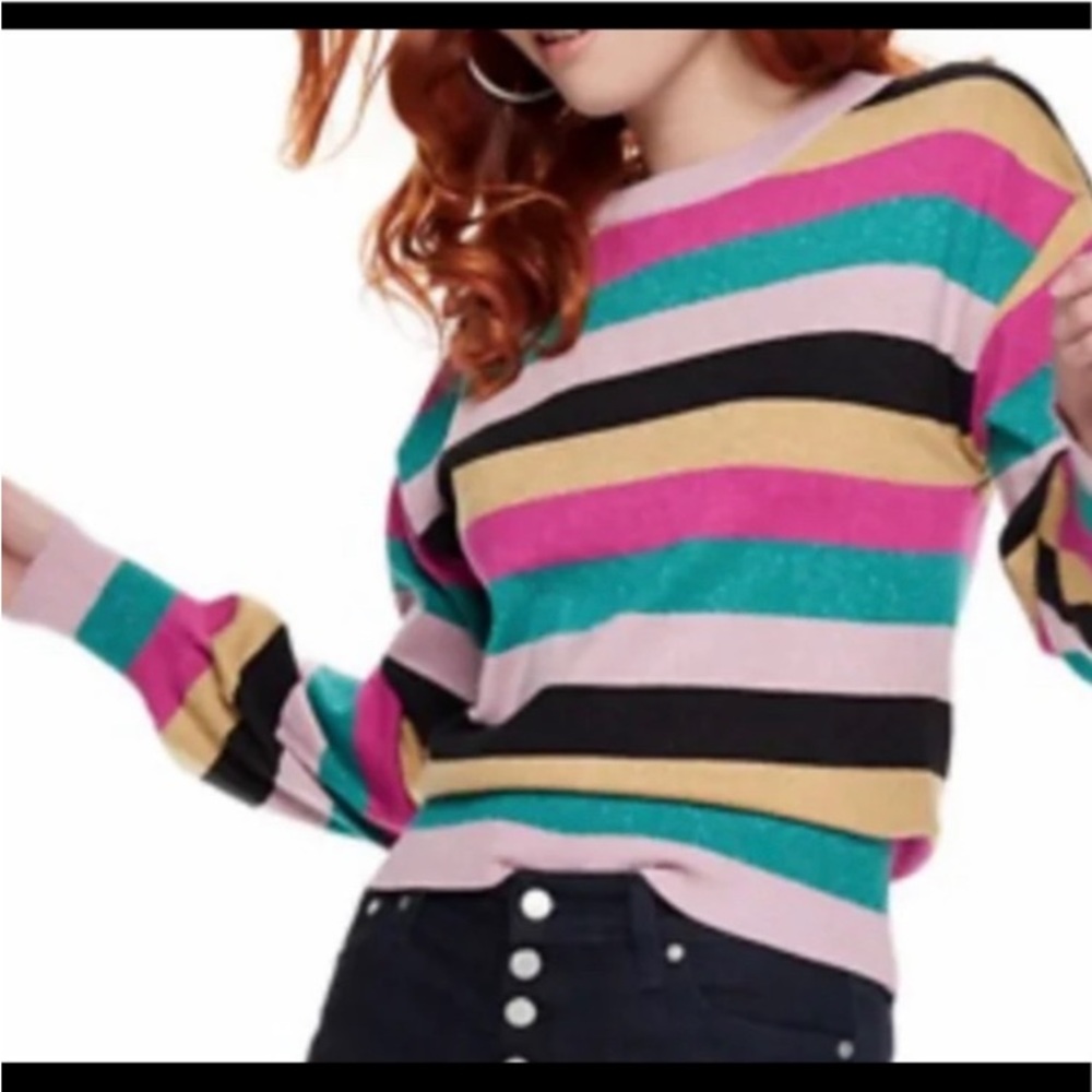 Nine West Striped Glitter Sweater - Size Small